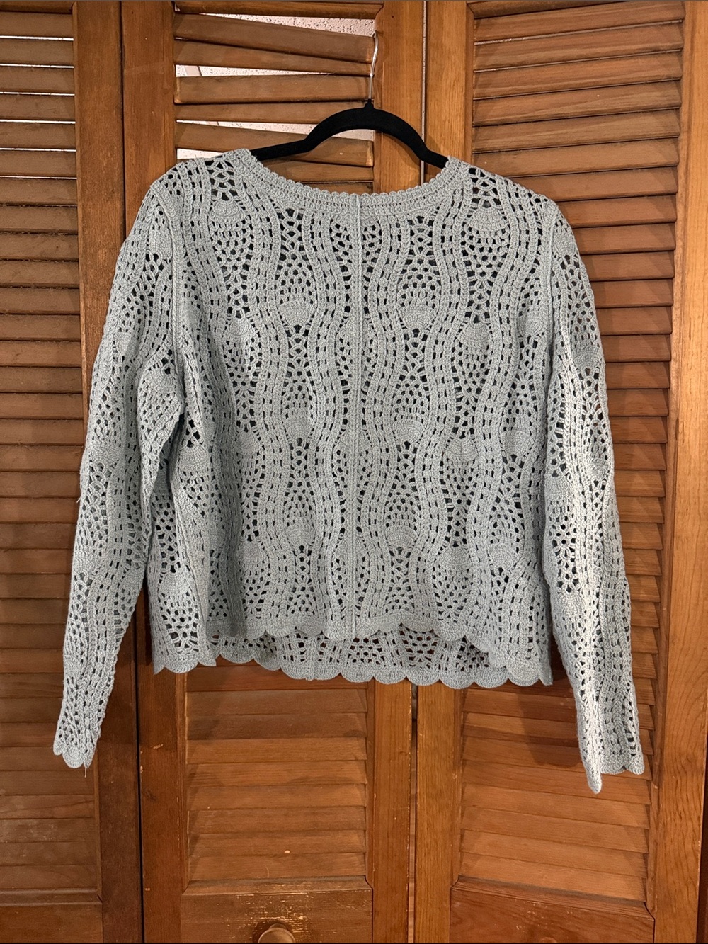 Adrianna Papell Light Gray Crochet Openwork Sweater